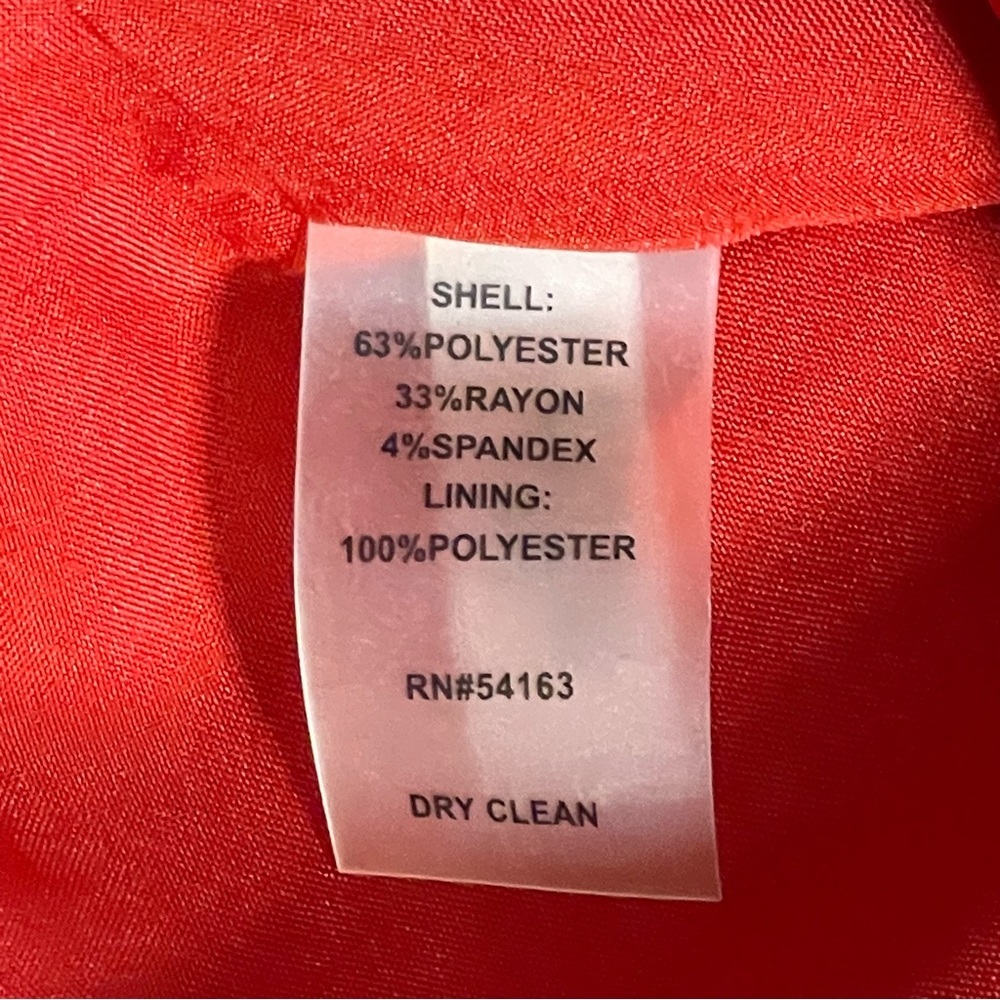 Ellen Tracy Red Sleeveless w/ Belt Women’s Dress Size 14 - Picture 11 of 11